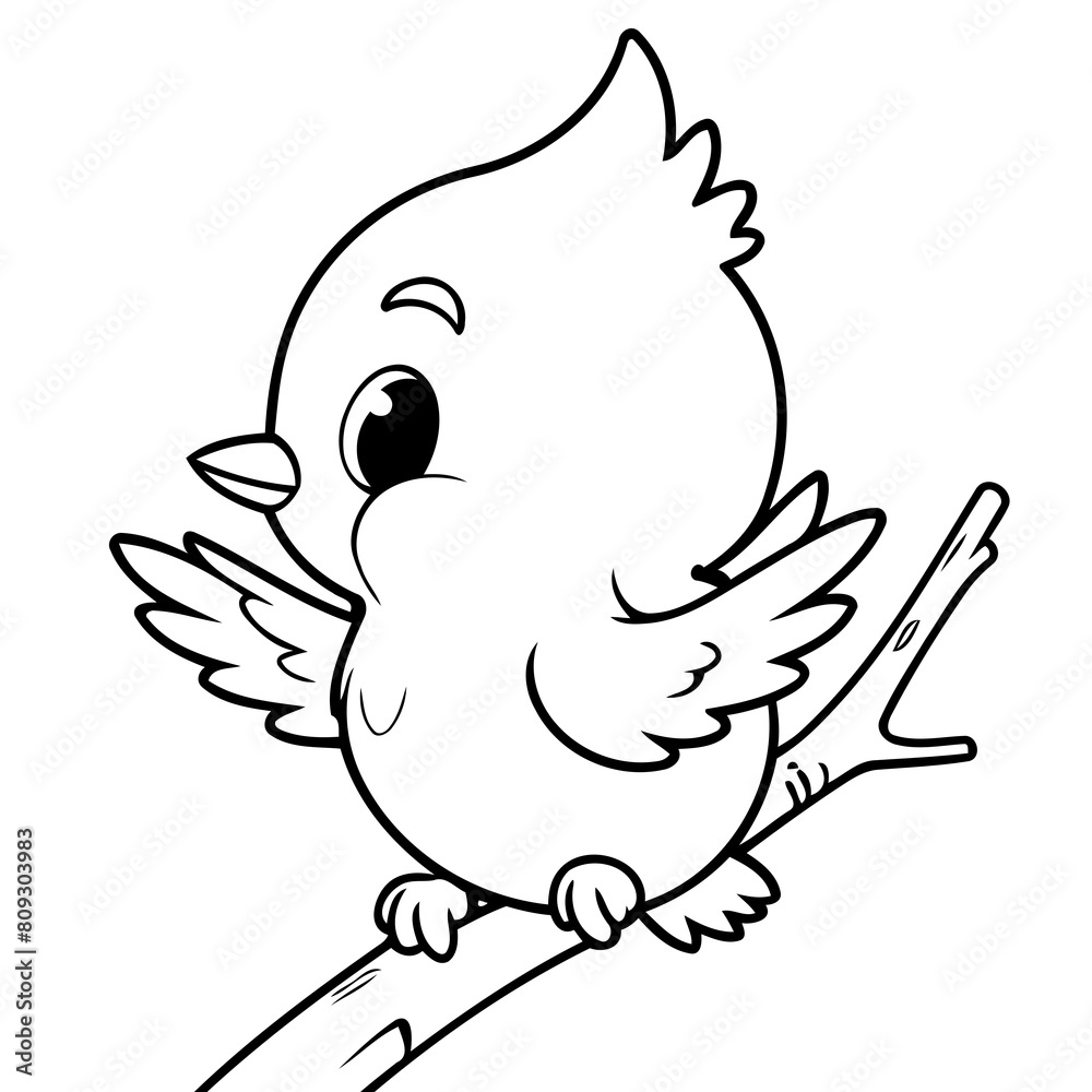 Vector illustration of a cute Woodpecker drawing for colouring page Vector illustration of a cute Woodpecker drawing for colouring page