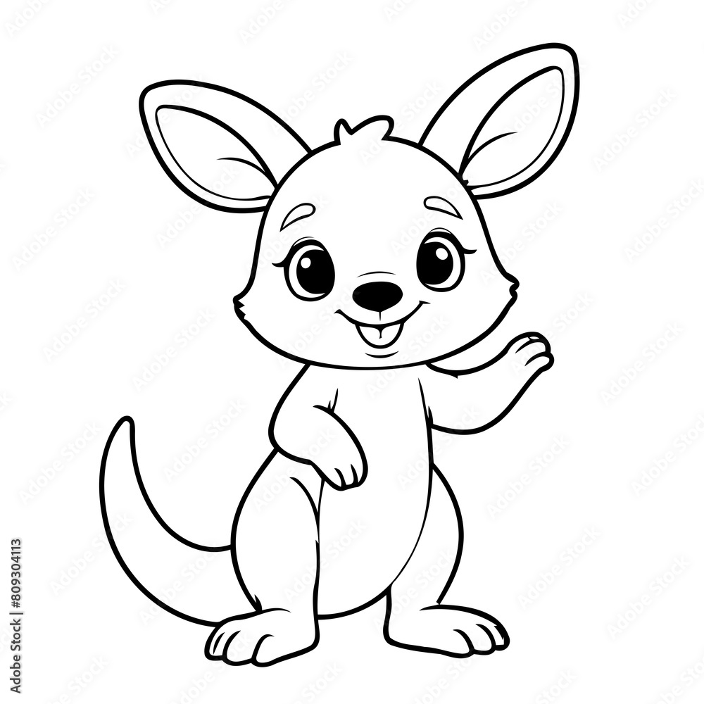 Simple vector illustration of Kangaroo for kids colouring worksheet Simple vector illustration of Kangaroo for kids colouring worksheet
