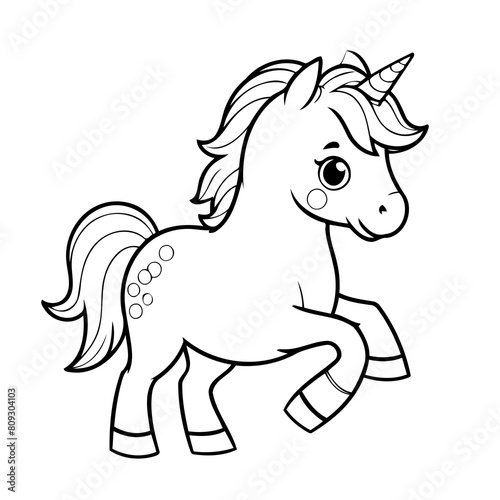 Vector illustration of a cute Horse doodle for kids colouring page