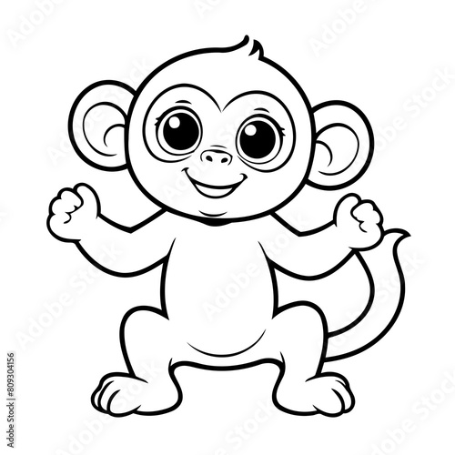 Vector illustration of a cute Monkey doodle colouring activity for kids
