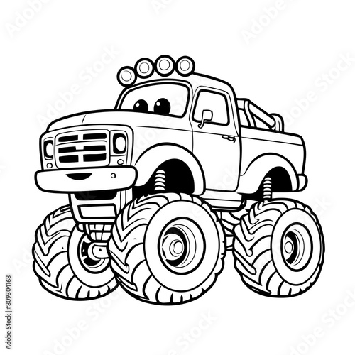 Simple vector illustration of Monster drawing for toddlers coloring activity