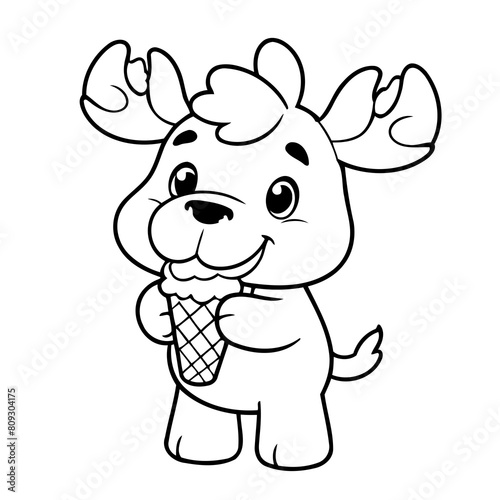 Cute vector illustration Moose doodle for toddlers worksheet