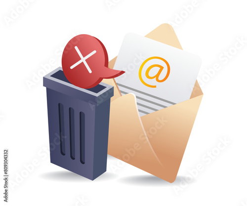 Spam trash email data infographic 3d flat isometric illustration