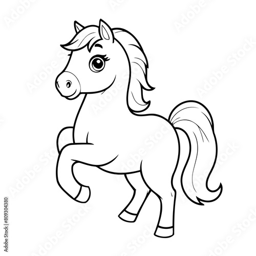 Cute vector illustration Horse for toddlers colouring page