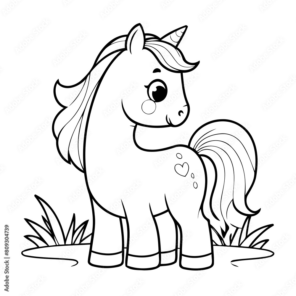 Cute vector illustration Horse drawing for kids page Cute vector illustration Horse drawing for kids page