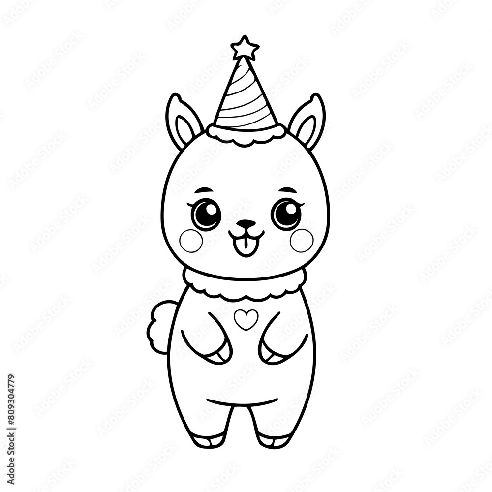 Vector illustration of a cute Llama drawing for colouring page Vector illustration of a cute Llama drawing for colouring page
