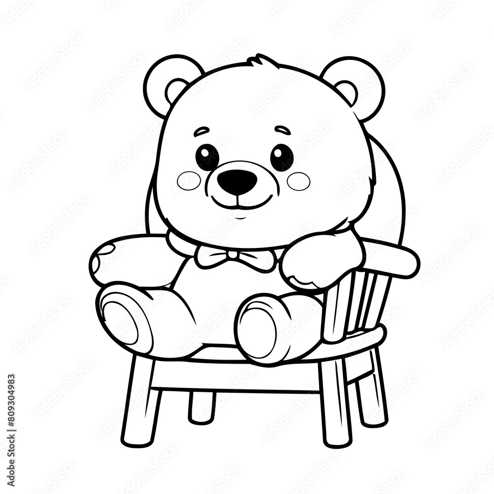 Vector illustration of a cute Bear doodle for toddlers colouring page Vector illustration of a cute Bear doodle for toddlers colouring page