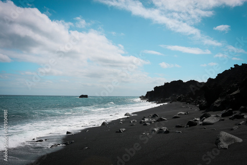 black sand beach photo