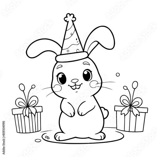 Simple vector illustration of bunny for toddlers colouring page