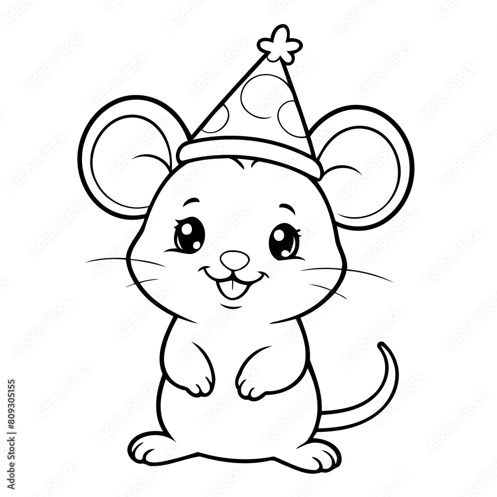 Vector illustration of a cute mouse doodle drawing for kids page Vector illustration of a cute mouse doodle drawing for kids page