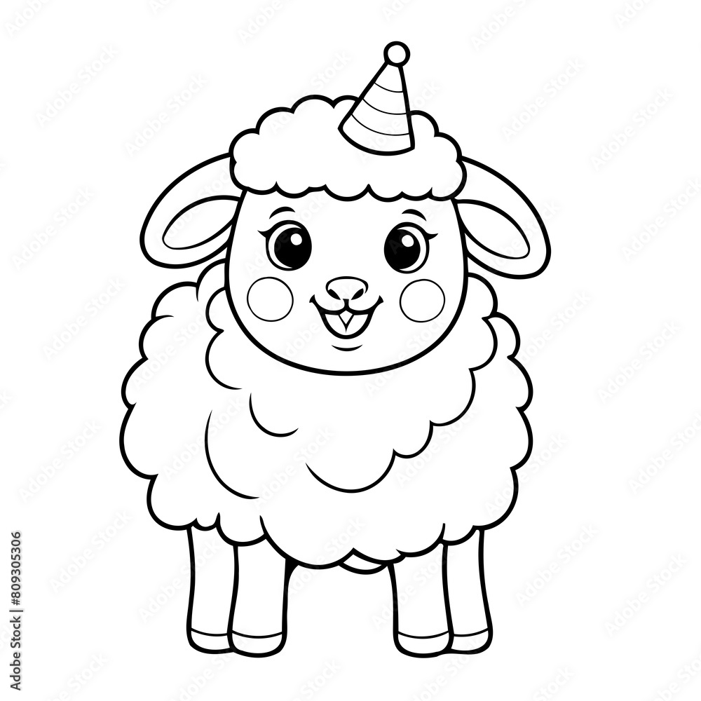 Vector illustration of a cute sheep drawing for toddlers book