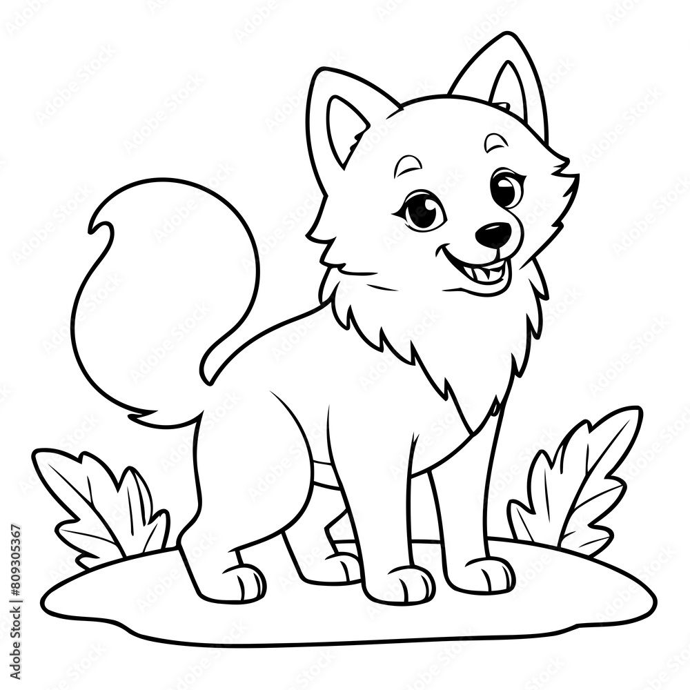 Cute vector illustration Wolf drawing for children page Cute vector illustration Wolf drawing for children page