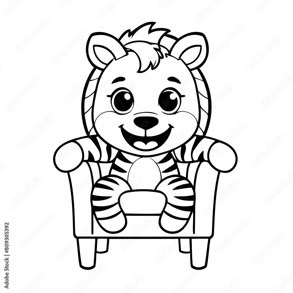 Cute vector illustration Zebra drawing for kids colouring page Cute vector illustration Zebra drawing for kids colouring page