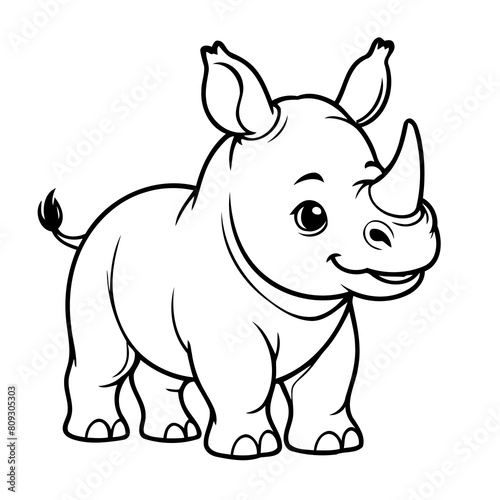 Cute vector illustration Rhino hand drawn for toddlers