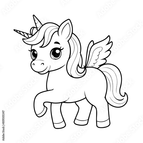 Cute vector illustration Unicorn for toddlers colouring page