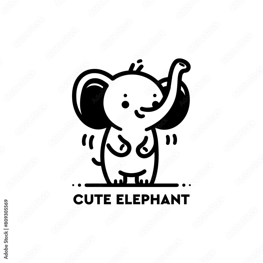 Obraz premium elephant outline illustration, black elephant art, elephant outline illustration, elephant silhouette, elephant design, elephant logo, cute elephant