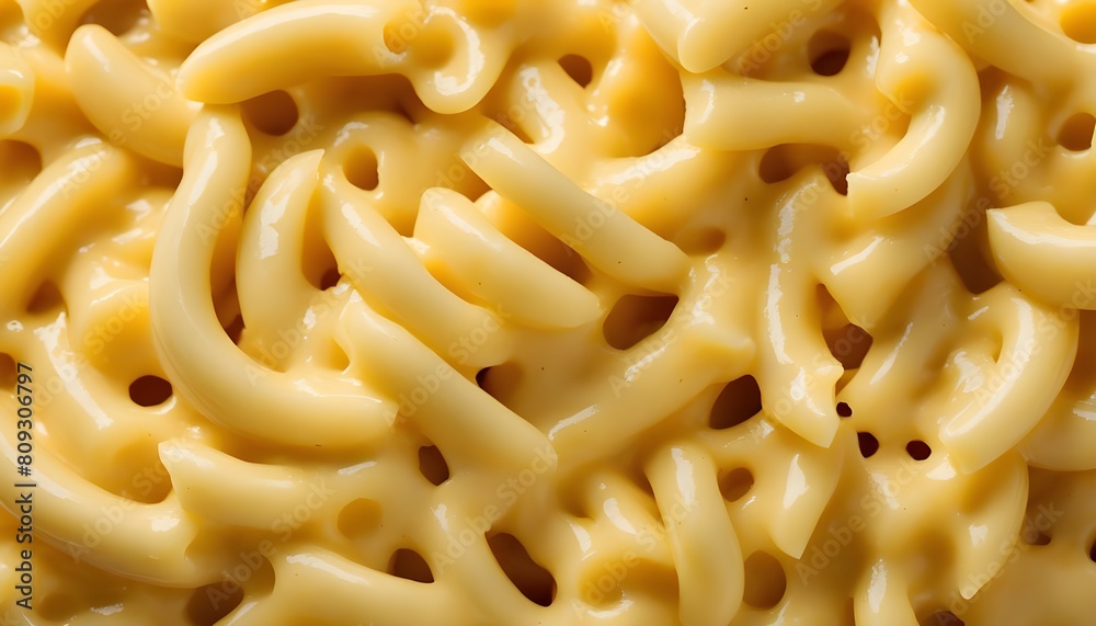close-up of creamy mac and cheese, with a rich, golden-yellow sauce generously coating the perfectly cooked pasta. Melted cheese close-up of creamy mac and cheese, with a rich, golden-yellow sauce generously coating the perfectly cooked pasta. Melted cheese
