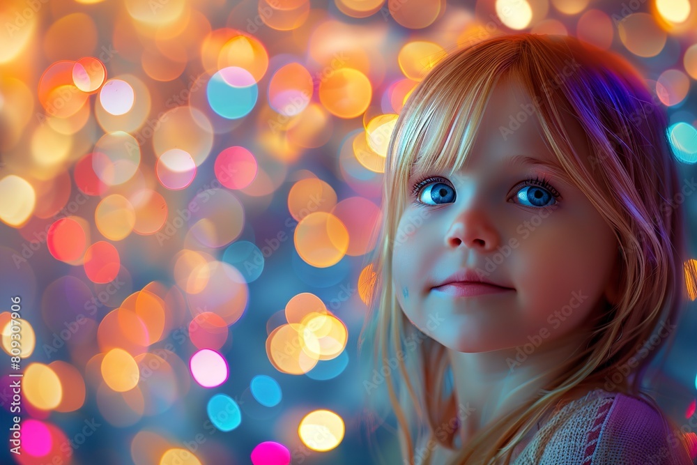 Little Girl Standing in Blurry Background Little Girl Standing in Blurry Background