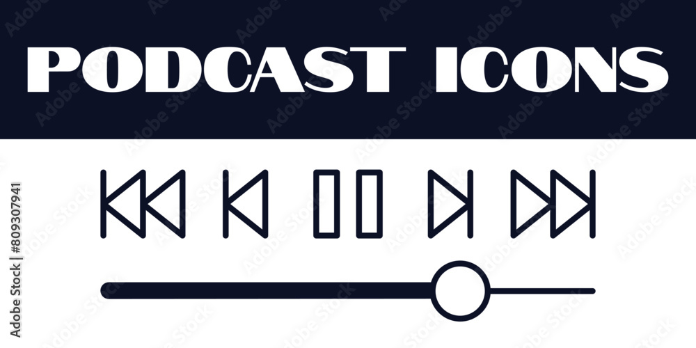 music player controller set .podcast icons set vector. podcast music vector audio music icons music player controller set .podcast icons set vector. podcast music vector audio music icons