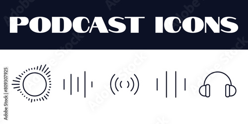 Mic icons .podcast icons set vector. podcast music vector audio music icons.