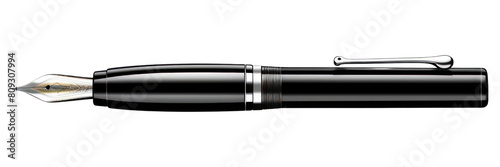 PNG  Black fountain pen white background table nib