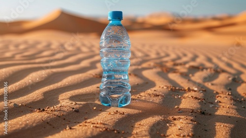 bottle of water in the desert in summer in high resolution and high quality. concept water,desert,bottle