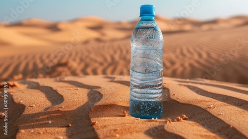 bottle of water in the desert in summer in high resolution and high quality. concept water,desert,bottle,summer,sun