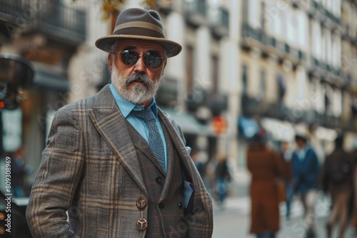 Man in Suit and Bow Tie Standing on Sidewalk © Jorge Ferreiro