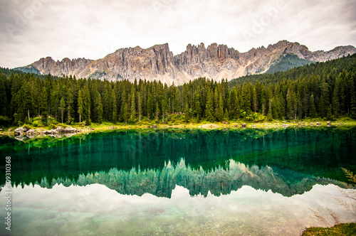 Carezza lake, Dolomites, Trentino-Alto-Adige south tyrol, Italy photo