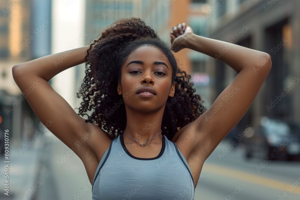 Fit young African American woman in sportswear Fit young African American woman in sportswear