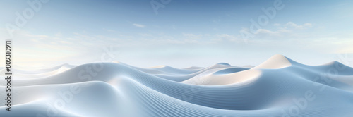 Minimalist White Sand Dunes. Serene Landscape. White Waves Ripple Across Digital Canvas Background. Generative AI photo