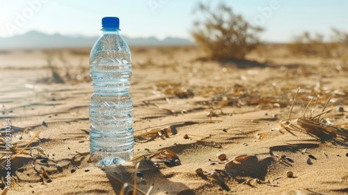 bottle of water in the desert in summer in high resolution