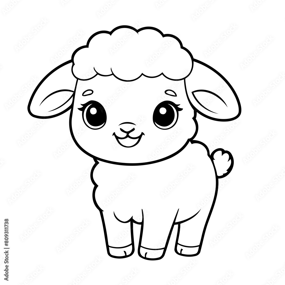 Vector illustration of a cute Sheep drawing for toddlers book Vector illustration of a cute Sheep drawing for toddlers book