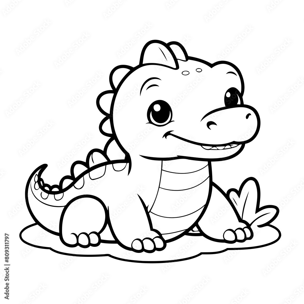 Vector illustration of a cute alligator doodle for toddlers coloring activity Vector illustration of a cute alligator doodle for toddlers coloring activity