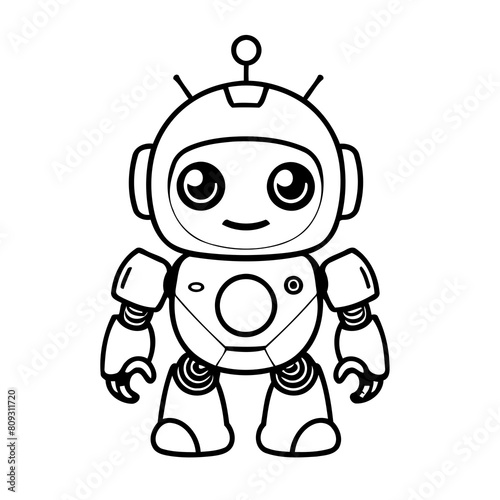 Simple vector illustration of robot drawing for toddlers book