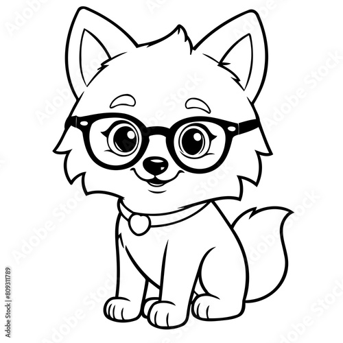 Vector illustration of a cute Wolf doodle for kids coloring worksheet