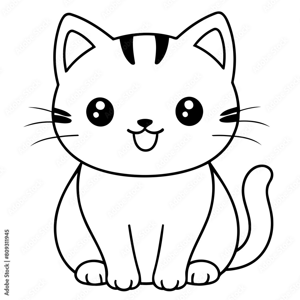 Cute vector illustration Cat colouring page for kids