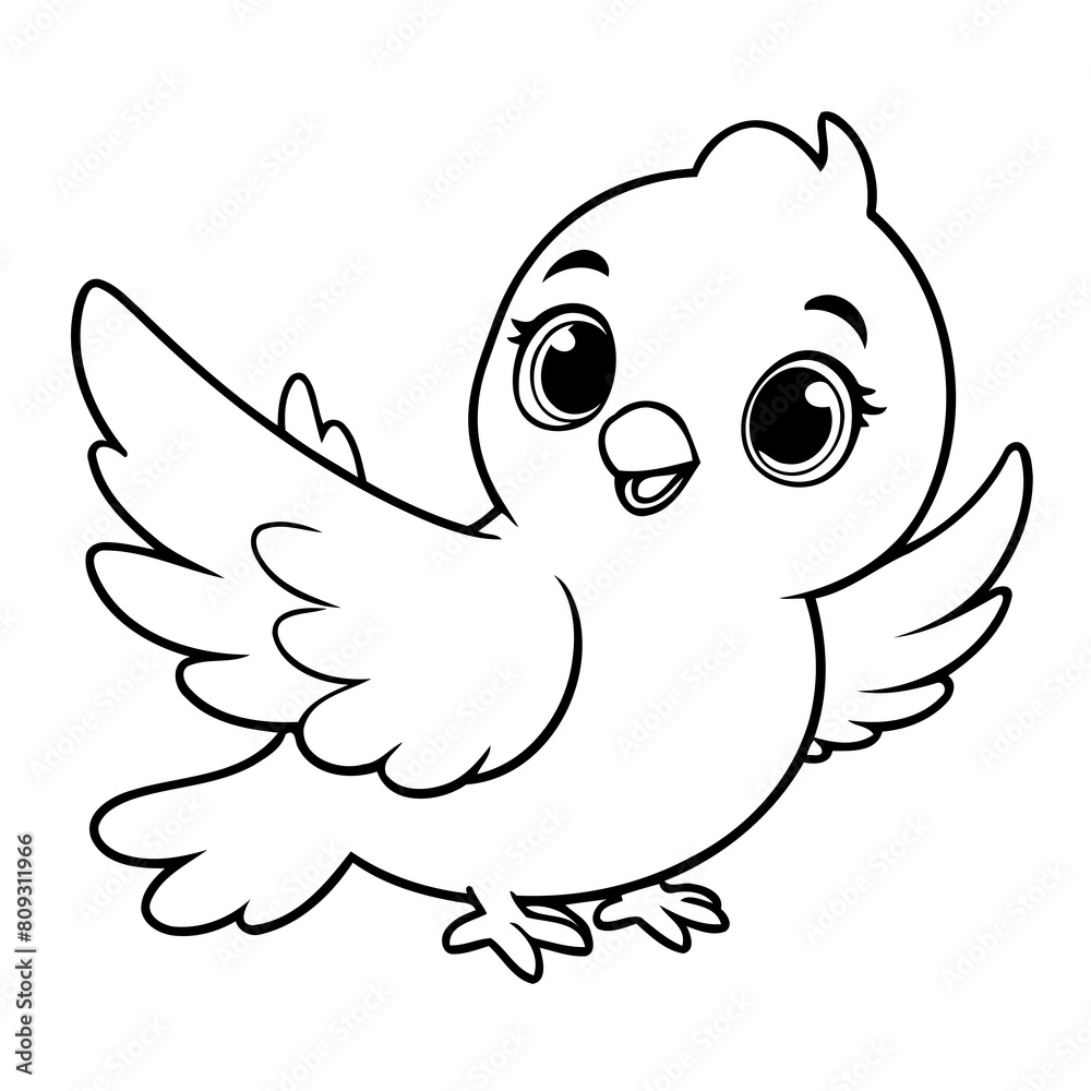 Vector illustration of a cute Dove drawing for kids colouring page Vector illustration of a cute Dove drawing for kids colouring page