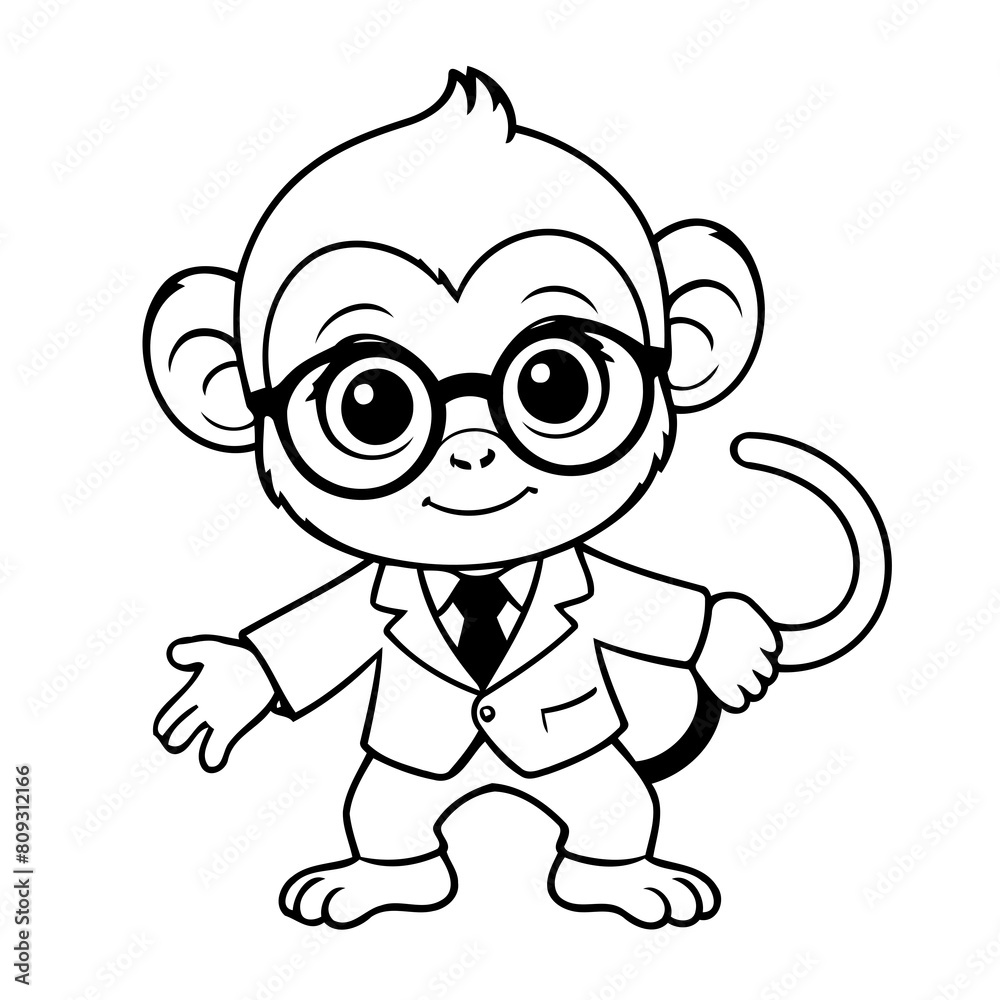 Simple vector illustration of Monkey for toddlers colouring page Simple vector illustration of Monkey for toddlers colouring page