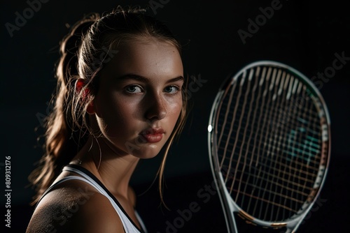 Portrait of beautiful girl tennis player © Jorge Ferreiro