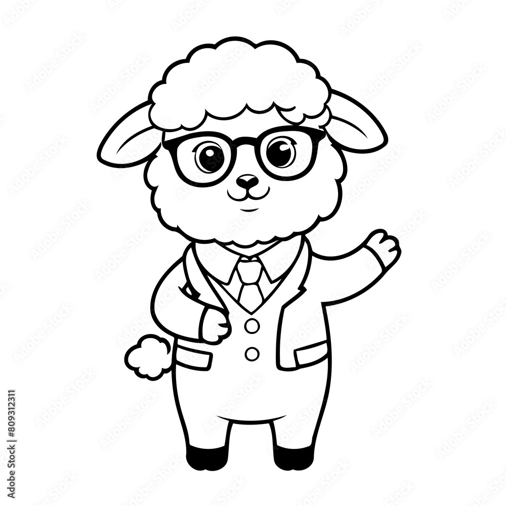 Vector illustration of a cute Sheep doodle for kids colouring page Vector illustration of a cute Sheep doodle for kids colouring page