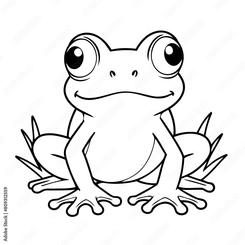Cute vector illustration Frog drawing for toddlers colouring page Cute vector illustration Frog drawing for toddlers colouring page