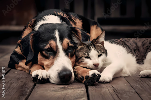 Cat and dog together