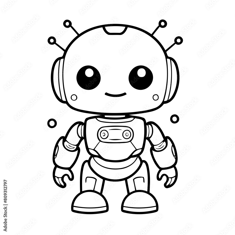 Simple vector illustration of robot hand drawn for kids page Simple vector illustration of robot hand drawn for kids page