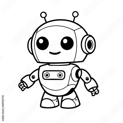 Simple vector illustration of robot for toddlers colouring page