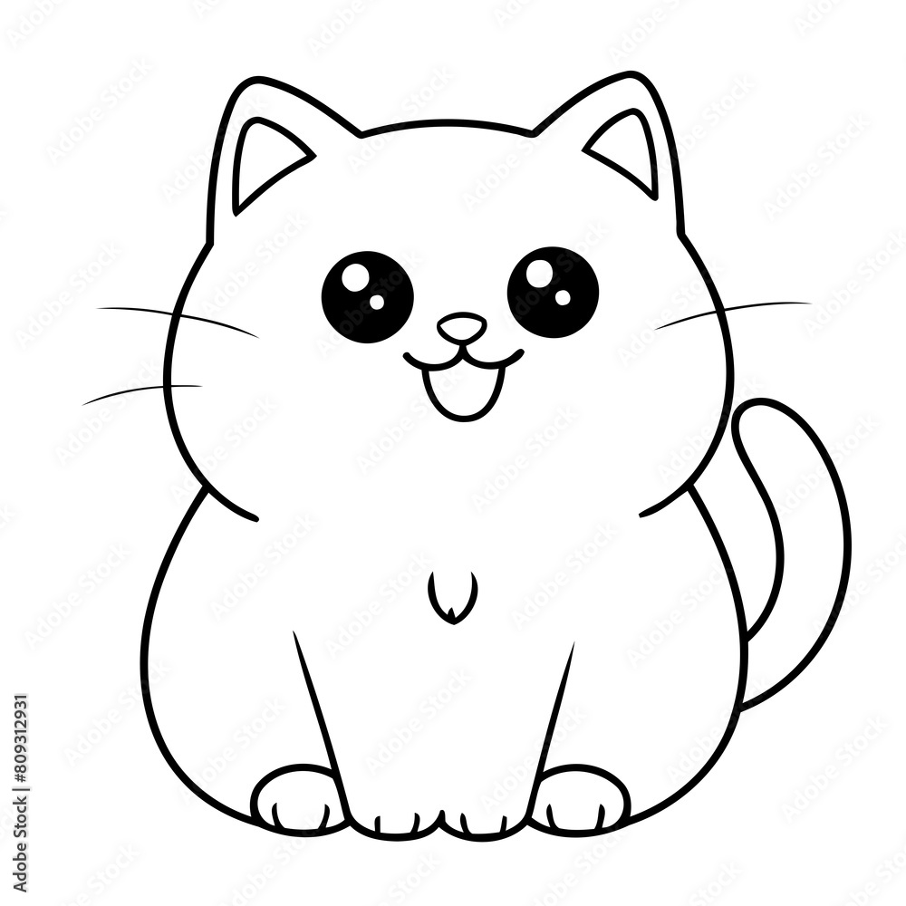 Simple vector illustration of Cat outline for colouring page Simple vector illustration of Cat outline for colouring page