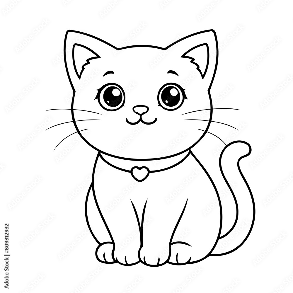 Simple vector illustration of Cat drawing colouring activity Simple vector illustration of Cat drawing colouring activity
