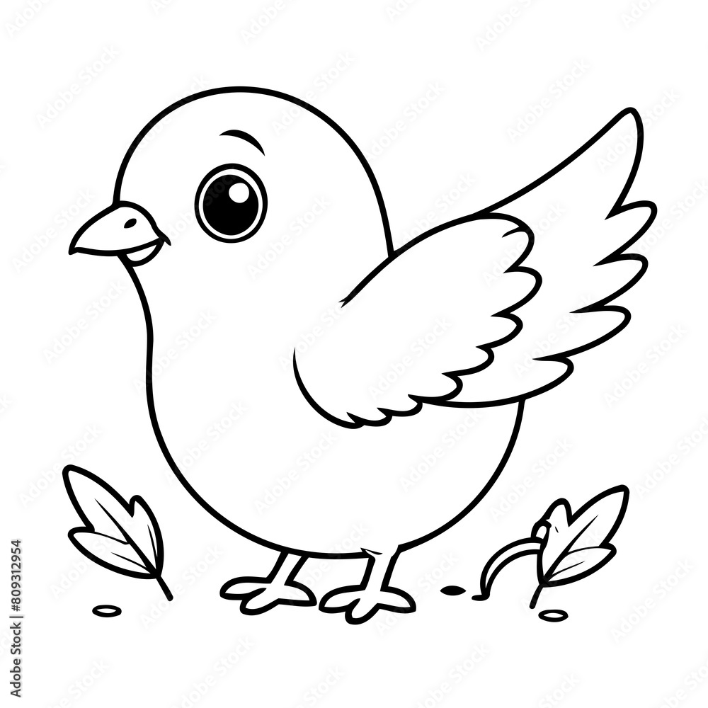 Cute vector illustration Dove for children colouring activity Cute vector illustration Dove for children colouring activity
