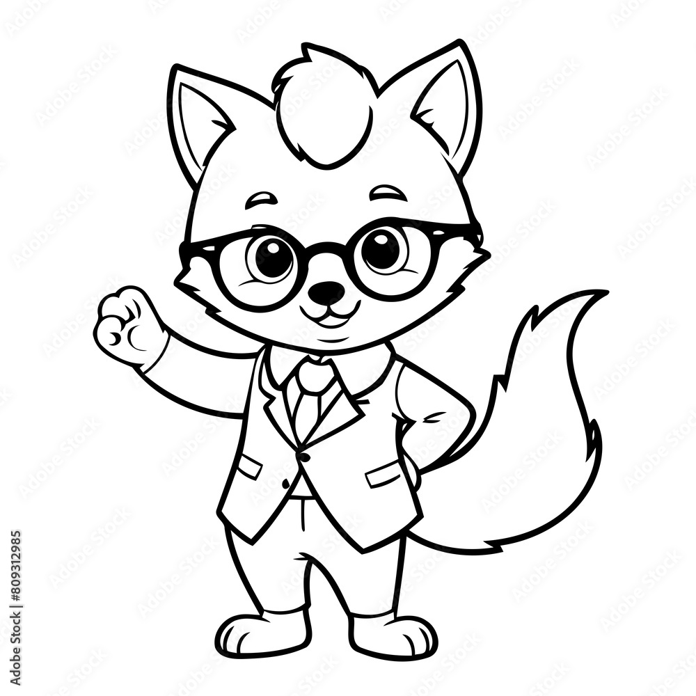 Simple vector illustration of Fox drawing for kids colouring page Simple vector illustration of Fox drawing for kids colouring page