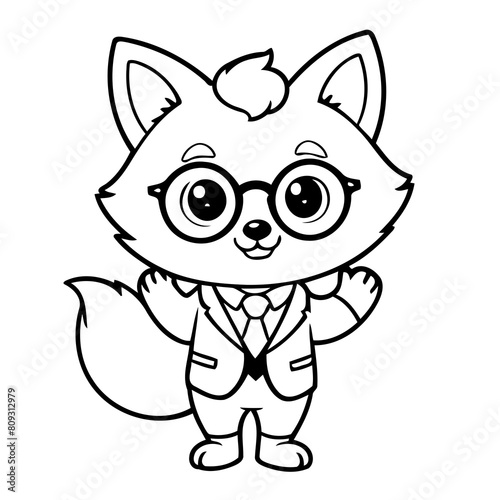 Vector illustration of a cute Fox drawing for toddlers book